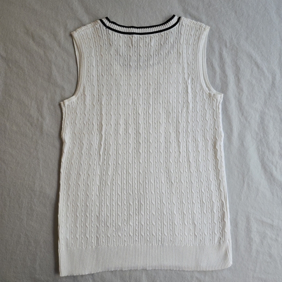 Croft & Barrow Sleeveless White Cable Knit Sweater Vest Top 100% Cotton - Picture 7 of 8